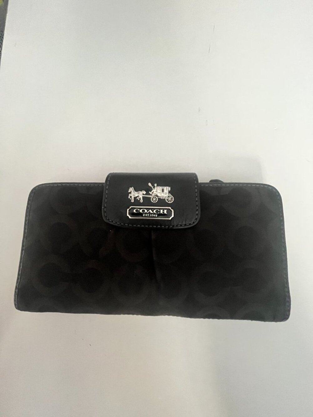 COACH Madison Black Signature C Slim Wallet Checkbook